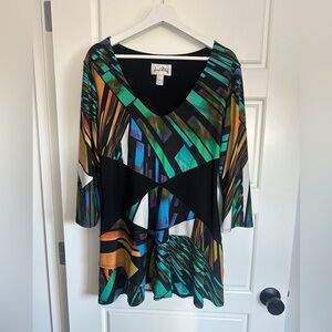 Joseph Ribkoff Multicolor Geometric Tunic